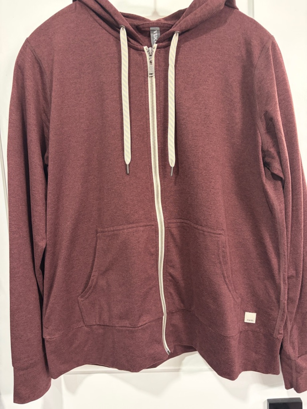 Vuori Women’s Wine Full-Zip Hoodie with Contrast Drawstrings